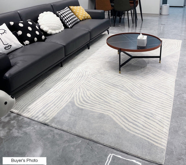 Modern Living Room Rugs, Grey Thick Soft Modern Rugs for Living Room, Dining Room Modern Rugs, Contemporary Rugs for Bedroom-Silvia Home Craft