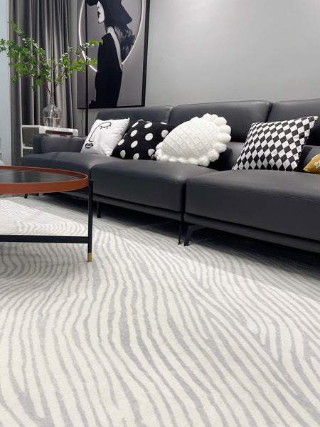 Grey Thick Soft Modern Rugs for Living Room, Dining Room Modern Rugs, Modern Living Room Rugs, Contemporary Rugs for Bedroom-Silvia Home Craft