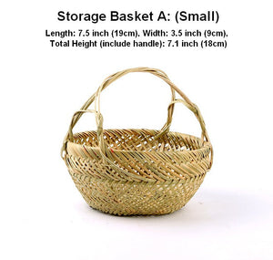 Large Picnic Food Basket with Handle, Natural Hand-woven Bamboo Basket, Lovely Bamboo Baskets for Vegetable, Natural Fruit Basket Kitchen Storage Baskets-Silvia Home Craft