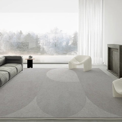 Contemporary Modern Rugs for Living Room, Geometric Grey Rugs for Dining Room, Abstract Modern Rugs for Interior Design-Silvia Home Craft