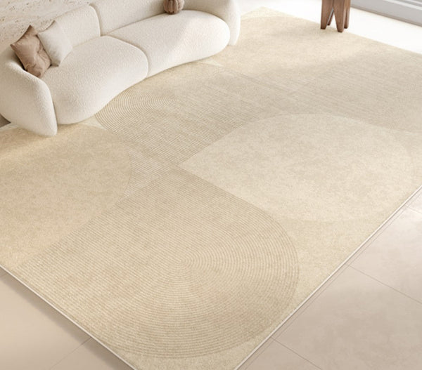 Geometric Modern Rug Ideas for Bedroom, Contemporary Modern Rug Placement Ideas for Living Room, Cream Color Abstract Rugs for Dining Room-Silvia Home Craft