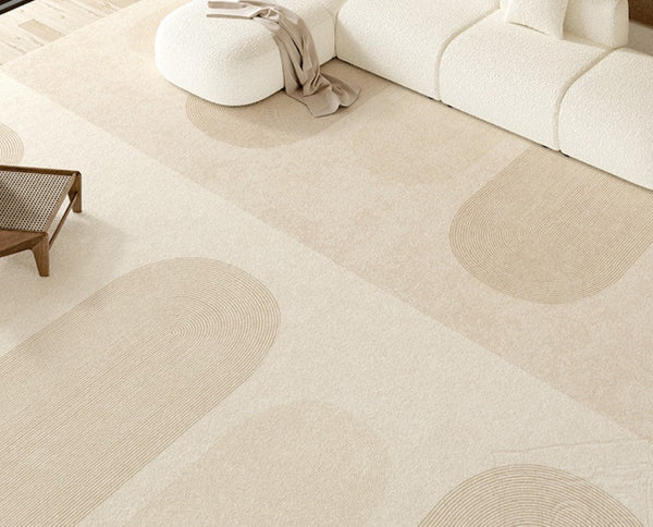 Geometric Modern Rug Ideas for Bedroom, Contemporary Modern Rug Placement Ideas for Living Room, Cream Color Abstract Rugs for Dining Room-Silvia Home Craft
