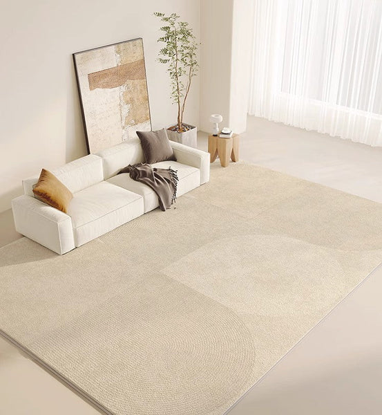 Geometric Modern Rug Ideas for Bedroom, Contemporary Modern Rug Placement Ideas for Living Room, Cream Color Abstract Rugs for Dining Room-Silvia Home Craft