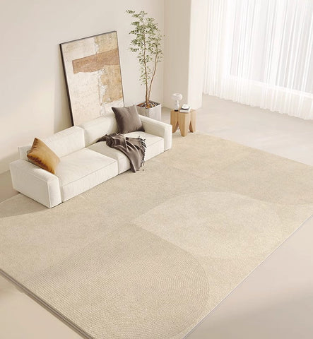 Modern Rug Ideas for Bedroom, Contemporary Modern Rug Placement Ideas for Living Room, Cream Color Geometric Rugs for Dining Room-Silvia Home Craft
