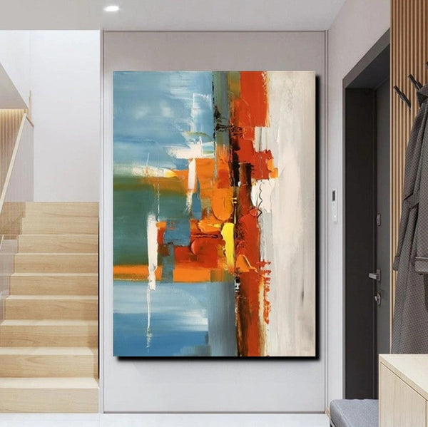 Abstract Paintings Behind Sofa, Heavy Texture Paintings for Living Room, Contemporary Modern Art, Buy Large Paintings Online-Silvia Home Craft