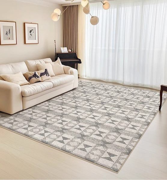 Modern Floor Rugs for Bedroom, Extra Large Geometric Modern Rugs for Office, Large Gray Floor Rugs for Living Room, Dining Room Floor Rug-Silvia Home Craft