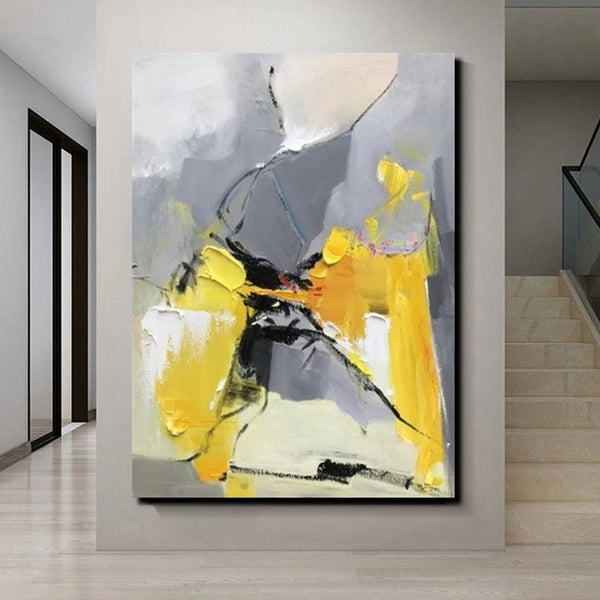 Abstract Paintings Behind Sofa, Acrylic Paintings for Bedroom, Palette Knife Canvas Art, Contemporary Canvas Wall Art, Buy Paintings Online-Silvia Home Craft