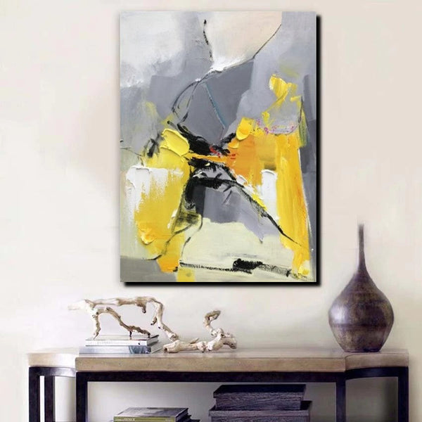 Abstract Paintings Behind Sofa, Acrylic Paintings for Bedroom, Palette Knife Canvas Art, Contemporary Canvas Wall Art, Buy Paintings Online-Silvia Home Craft