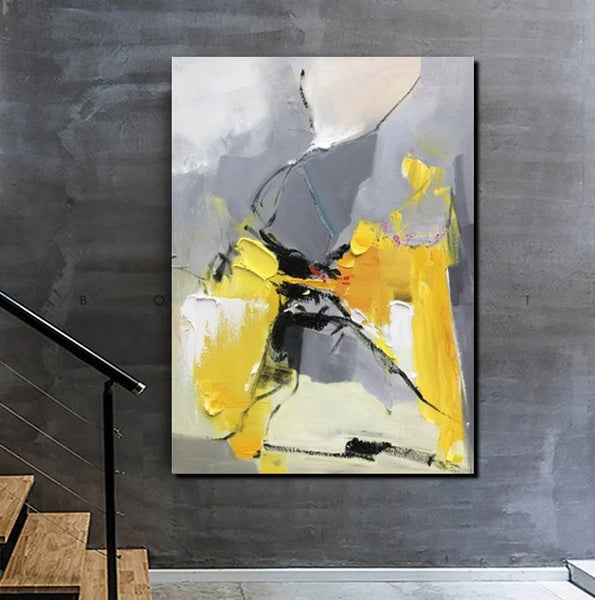 Abstract Paintings Behind Sofa, Acrylic Paintings for Bedroom, Palette Knife Canvas Art, Contemporary Canvas Wall Art, Buy Paintings Online-Silvia Home Craft