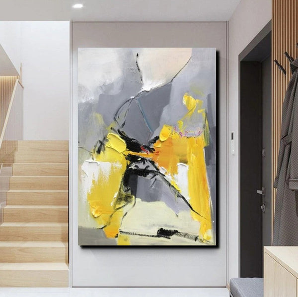 Abstract Paintings Behind Sofa, Acrylic Paintings for Bedroom, Palette Knife Canvas Art, Contemporary Canvas Wall Art, Buy Paintings Online-Silvia Home Craft