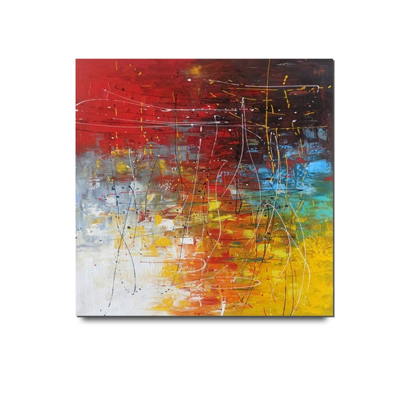 Contemporary Art Painting, Modern Paintings, Bedroom Acrylic Painting, Living Room Wall Painting, Large Red Canvas Painting, Simple Painting Ideas-Silvia Home Craft