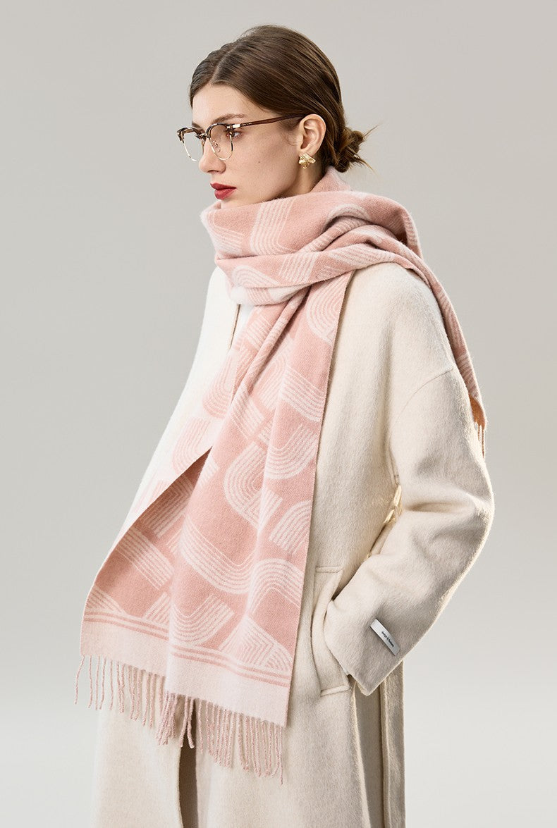 Holiday Women Scarf, Cold Weather Scarf, Fashion Designer Scarf, Modern Wool Scarf, Warm Winter Scarf, Soft Cashmere Scarf for Women, Elegant Scarf-Silvia Home Craft