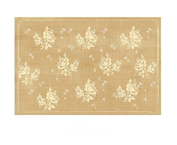Flower Pattern French Style Modern Rugs for Dining Room, Contemporary Modern Rugs, Mid Century Modern Rugs for Interior Design, Yellow Soft Rugs under Coffee Table-Silvia Home Craft