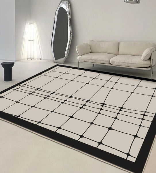 Dining Room Floor Carpets, Soft Modern Rugs for Living Room, Contemporary Modern Rugs for Bedroom, Abstract Geometric Modern Rugs-Silvia Home Craft
