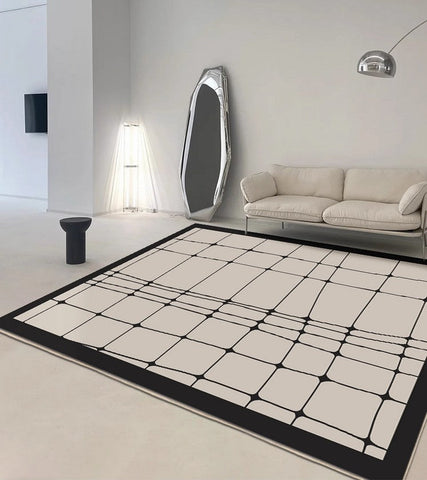 Dining Room Floor Carpets, Soft Modern Rugs for Living Room, Contemporary Modern Rugs for Bedroom, Abstract Geometric Modern Rugs-Silvia Home Craft