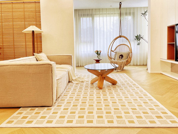 Dining Room Modern Floor Carpets, Modern Rug Ideas for Bedroom, Chequer Modern Rugs for Living Room, Contemporary Soft Rugs Next to Bed-Silvia Home Craft