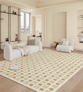 Dining Room Modern Floor Carpets, Modern Rug Ideas for Bedroom, Chequer Modern Rugs for Living Room, Contemporary Soft Rugs Next to Bed-Silvia Home Craft