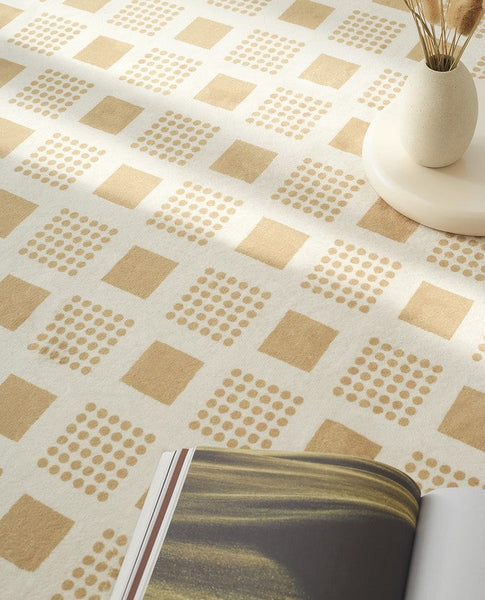 Dining Room Modern Floor Carpets, Modern Rug Ideas for Bedroom, Chequer Modern Rugs for Living Room, Contemporary Soft Rugs Next to Bed-Silvia Home Craft