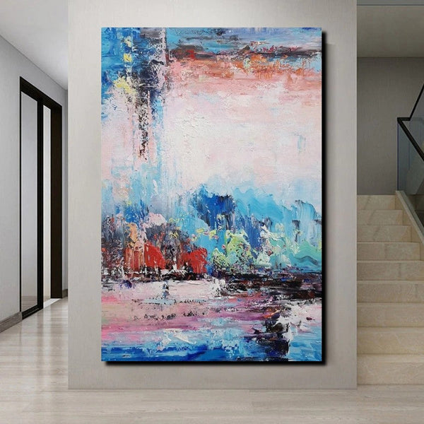 Modern Paintings Behind Sofa, Abstract Paintings for Living Room, Palette Knife Canvas Art, Impasto Wall Art, Buy Paintings Online-Silvia Home Craft