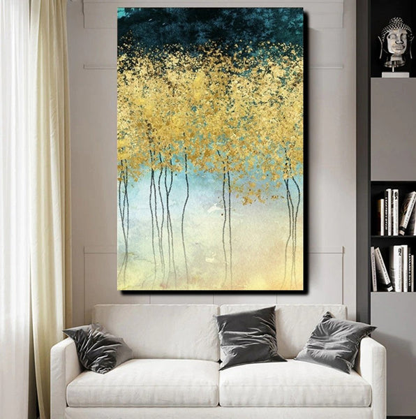 Buy Wall Art Online, Simple Abstract Art, Simple Modern Art, Bedroom Wall Art Ideas, Tree Paintings, Large Acrylic Painting on Canvas-Silvia Home Craft