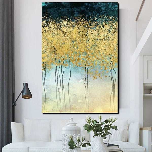 Buy Wall Art Online, Simple Abstract Art, Simple Modern Art, Bedroom Wall Art Ideas, Tree Paintings, Large Acrylic Painting on Canvas-Silvia Home Craft