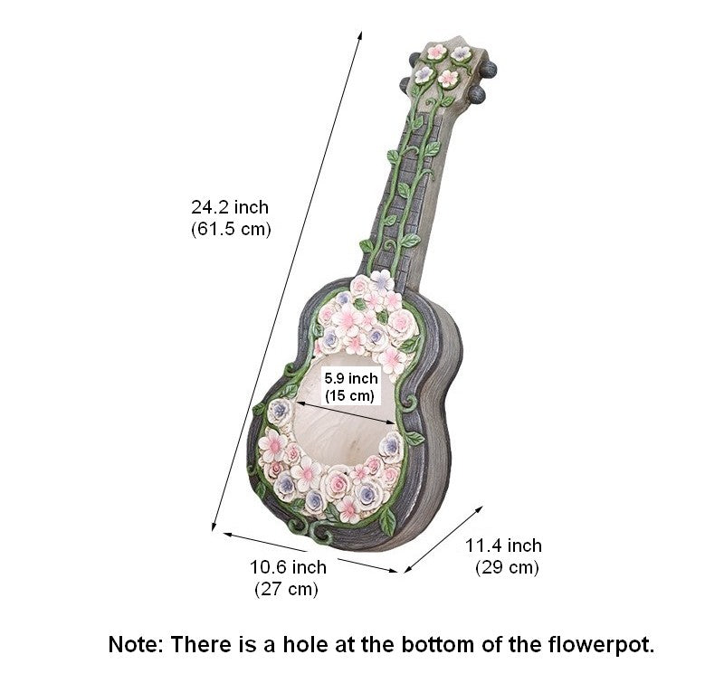 Unique Guitar Flowerpot for Garden Ornaments, Modern Garden Flower Pot, Beautiful Guitar Flowerpot, Villa Outdoor Decor Gardening Ideas-Silvia Home Craft