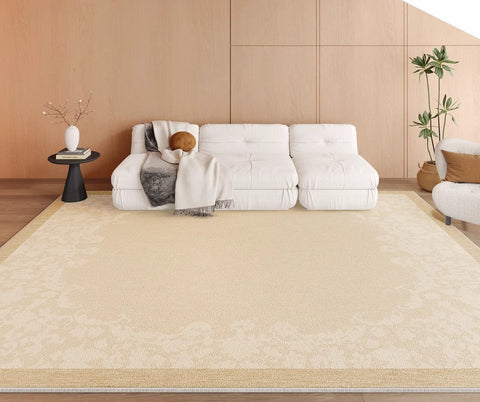 Simple Modern Rugs for Living Room, Bedroom Modern Rugs, Cream Color Rugs under Coffee Table, Contemporary Modern Rugs for Dining Room-Silvia Home Craft