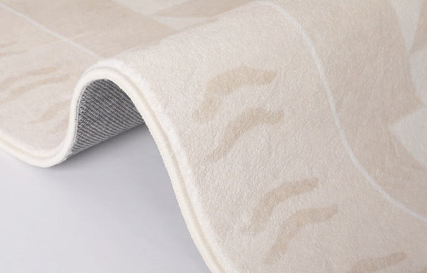 Unique Modern Rugs for Dining Room, Mid Century Modern Rugs Next to Bed, Thick Contemporary Rugs for Bedroom, Cream Modern Carpets for Living Room-Silvia Home Craft