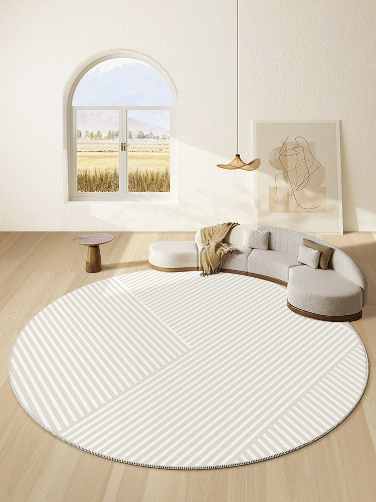 Thick Round Rugs under Coffee Table, Soft Modern Round Rugs for Dining Room, Circular Modern Rugs for Bedroom, Contemporary Modern Rug Ideas for Living Room-Silvia Home Craft