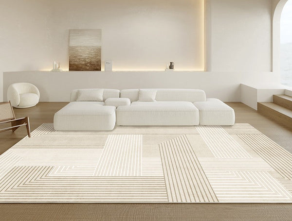 Contemporary Area Rugs for Bedroom, Living Room Modern Rugs, Soft Floor Carpets for Dining Room, Modern Living Room Rug Placement Ideas-Silvia Home Craft