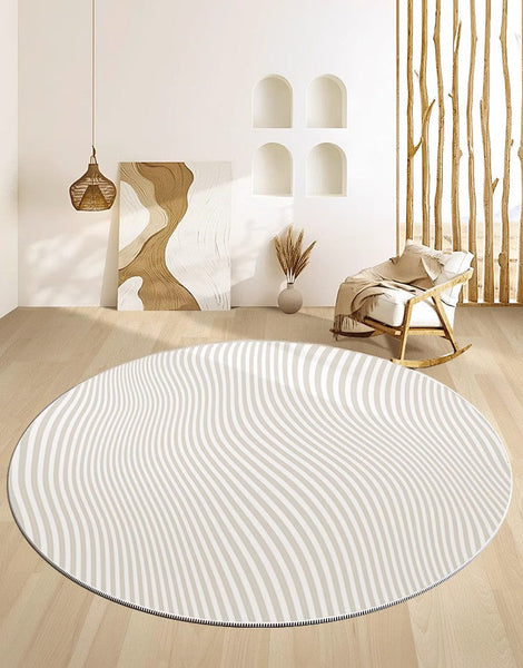 Contemporary Modern Rug Ideas for Living Room, Thick Round Rugs under Coffee Table, Modern Round Rugs for Dining Room, Circular Modern Rugs for Bedroom-Silvia Home Craft