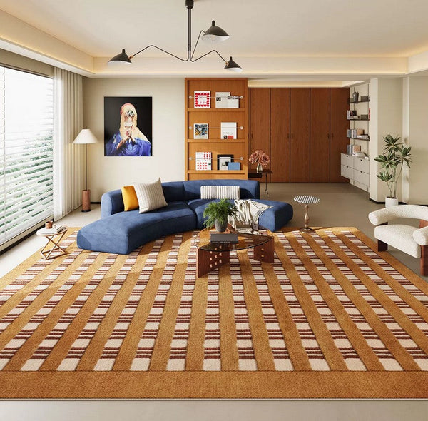 Colorful Modern Rugs for Living Room, Geometric Modern Rugs for Dining Room, Mid Century Modern Rugs, Contemporary Abstract Rugs under Coffee Table-Silvia Home Craft