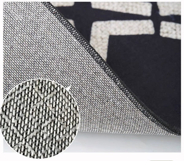 Elegant Modern Area Rugs under Sofa, Dining Room Floor Rugs, Mid Century Black Rugs for Living Room, Abstract Contemporary Rugs for Bedroom, Modern Carpets for Office-Silvia Home Craft