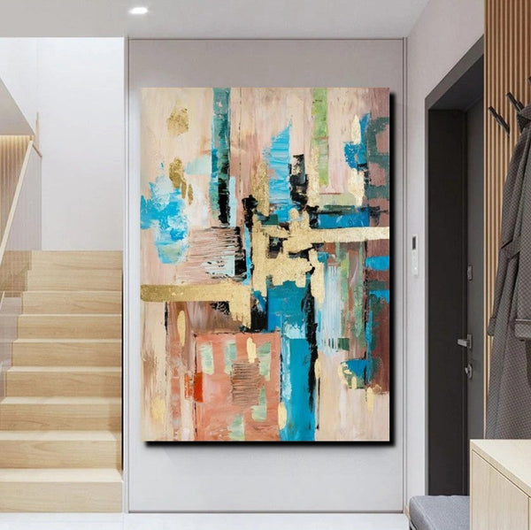 Abstract Paintings for Dining Room, Modern Paintings Behind Sofa, Palette Knife Canvas Art, Impasto Wall Art, Buy Paintings Online-Silvia Home Craft