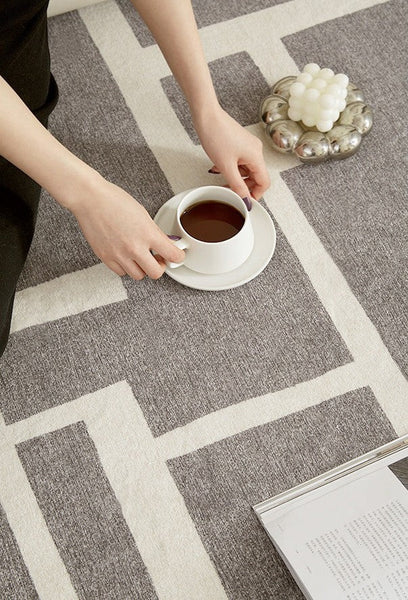 Large Geometric Rugs, Contemporary Area Rugs for Dining Room, Modern Rugs for Living Room, Gray Modern Rugs for Bedroom-Silvia Home Craft