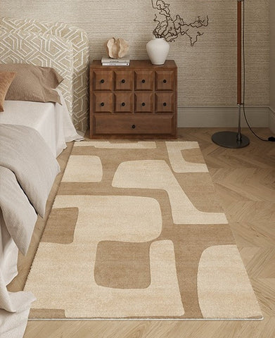 Unique Geometric Modern Rugs under Dining Room Table, Brown Modern Carpets for Office, Abstract Modern Rugs for Living Room, Contemporary Modern Rugs Next to Bed-Silvia Home Craft