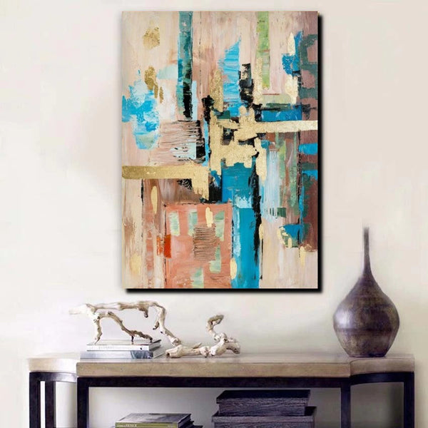 Abstract Paintings for Dining Room, Modern Paintings Behind Sofa, Palette Knife Canvas Art, Impasto Wall Art, Buy Paintings Online-Silvia Home Craft