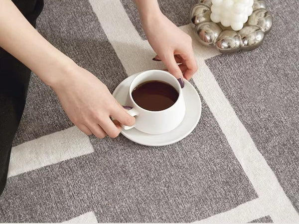 Large Geometric Rugs, Contemporary Area Rugs for Dining Room, Modern Rugs for Living Room, Gray Modern Rugs for Bedroom-Silvia Home Craft