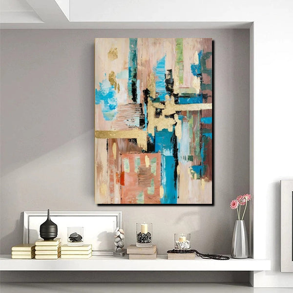 Abstract Paintings for Dining Room, Modern Paintings Behind Sofa, Palette Knife Canvas Art, Impasto Wall Art, Buy Paintings Online-Silvia Home Craft