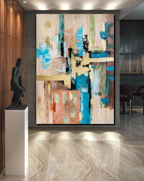 Abstract Paintings for Dining Room, Modern Paintings Behind Sofa, Palette Knife Canvas Art, Impasto Wall Art, Buy Paintings Online-Silvia Home Craft