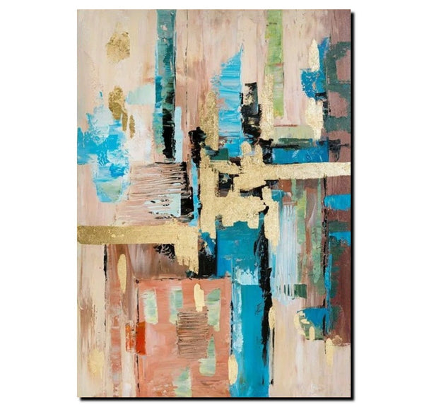 Abstract Paintings for Dining Room, Modern Paintings Behind Sofa, Palette Knife Canvas Art, Impasto Wall Art, Buy Paintings Online-Silvia Home Craft