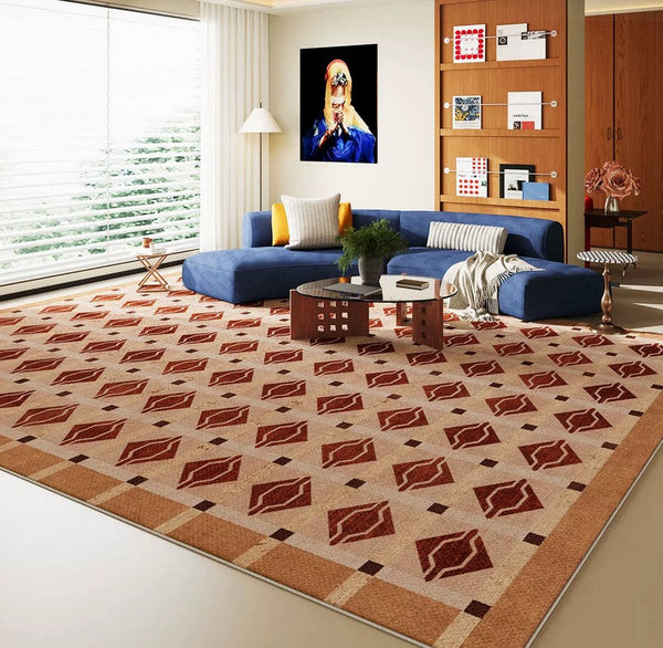 Geometric Modern Rugs for Dining Room, Mid Century Modern Rugs, Colorful Modern Rugs for Living Room, Contemporary Abstract Rugs under Coffee Table-Silvia Home Craft