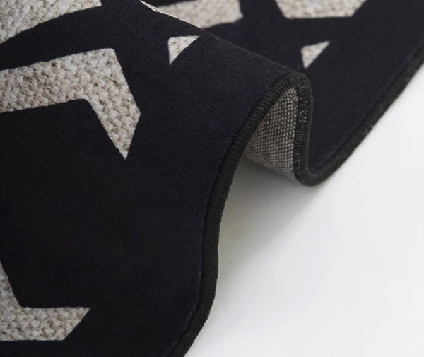 Elegant Modern Area Rugs under Sofa, Dining Room Floor Rugs, Mid Century Black Rugs for Living Room, Abstract Contemporary Rugs for Bedroom, Modern Carpets for Office-Silvia Home Craft