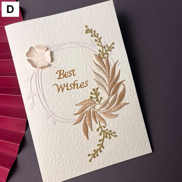 Best Wishes Embroidery Greeting Cards, Beautiful Greeting Cards to Friends, Creative Birthday Greeting Card, Original Handmade Embroidery Greeting Cards-Silvia Home Craft