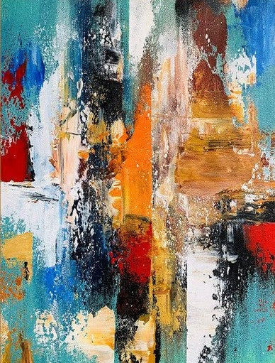 Colorful Abstract Acrylic Paintings for Living Room, Heavy Texture Canvas Art, Modern Contemporary Artwork, Buy Paintings Online-Silvia Home Craft
