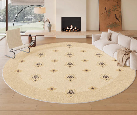 Bedroom Modern Round Rugs, Modern Rug Ideas for Living Room, Dining Room Contemporary Round Rugs, Circular Modern Rugs under Chairs-Silvia Home Craft