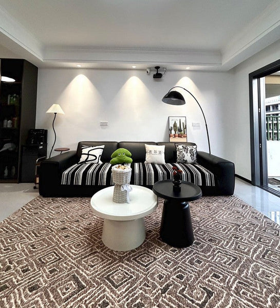 Large Modern Rugs for Living Room, Brown Modern Rug Ideas for Bedroom, Abstract Geometric Modern Rugs, Modern Rugs for Dining Room-Silvia Home Craft