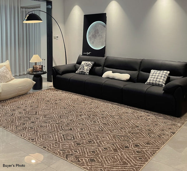 Large Modern Rugs for Living Room, Brown Modern Rug Ideas for Bedroom, Abstract Geometric Modern Rugs, Modern Rugs for Dining Room-Silvia Home Craft