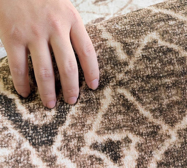 Brown Modern Rug Ideas for Bedroom, Large Modern Rugs for Living Room, Abstract Geometric Modern Rugs, Modern Rugs for Dining Room-Silvia Home Craft
