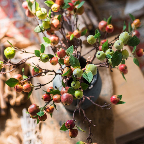 Green Apple Branch, Fruit Branch, Table Centerpiece, Beautiful Modern Flower Arrangement Ideas for Home Decoration, Simple Artificial Floral for Dining Room-Silvia Home Craft